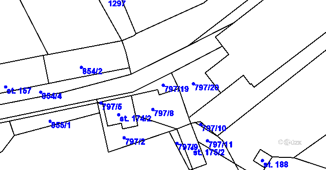 Parcela st. 797/19 v KÚ Podlešín, Katastrální mapa