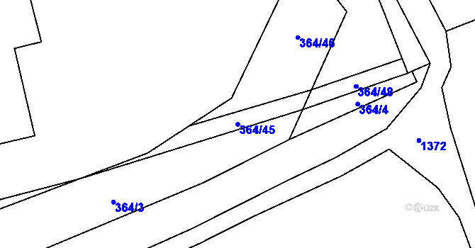 Parcela st. 364/45 v KÚ Podlešín, Katastrální mapa