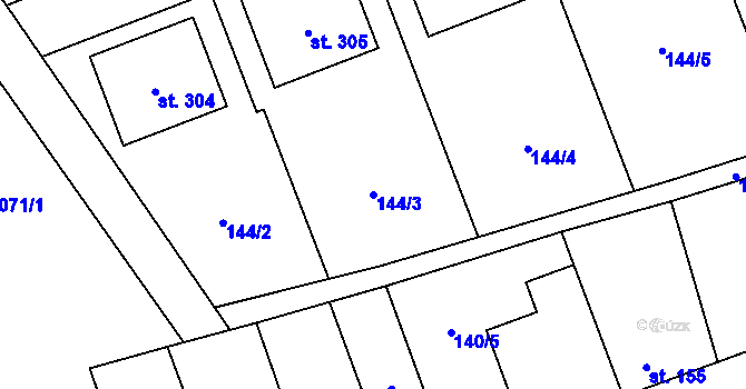 Parcela st. 144/3 v KÚ Podlešín, Katastrální mapa