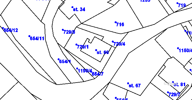 Parcela st. 66 v KÚ Podlíšťany, Katastrální mapa