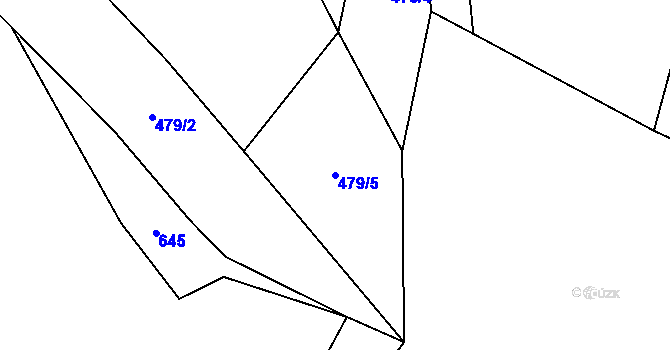 Parcela st. 479/5 v KÚ Podlíšťany, Katastrální mapa