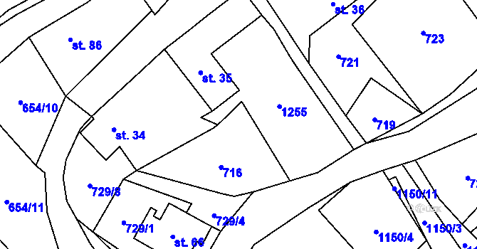 Parcela st. 717 v KÚ Podlíšťany, Katastrální mapa