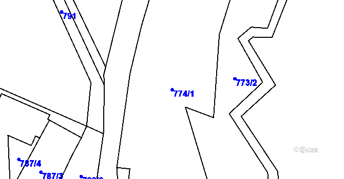 Parcela st. 774/1 v KÚ Podlíšťany, Katastrální mapa