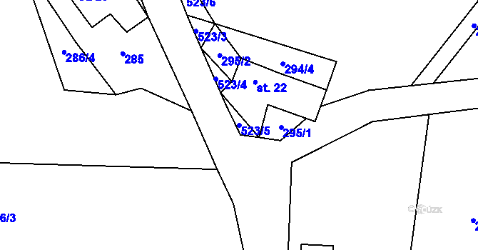 Parcela st. 523/5 v KÚ Vížky, Katastrální mapa