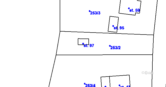Parcela st. 97 v KÚ Vížky, Katastrální mapa