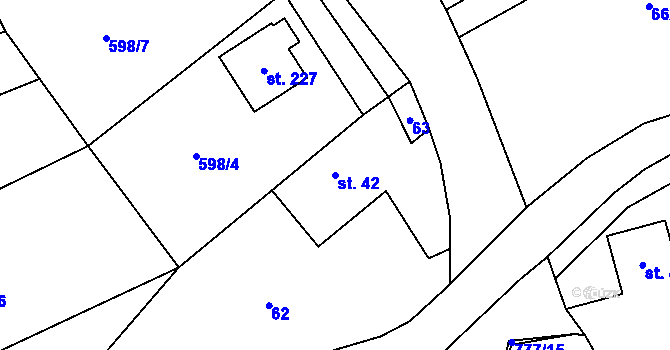 Parcela st. 42 v KÚ Podluhy, Katastrální mapa