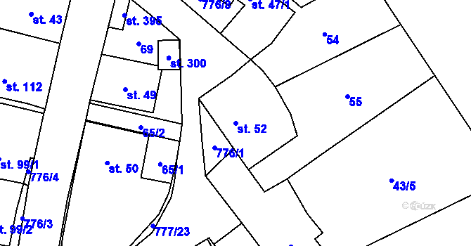 Parcela st. 52 v KÚ Podluhy, Katastrální mapa