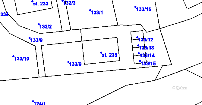 Parcela st. 235 v KÚ Podluhy, Katastrální mapa