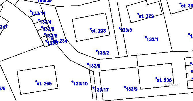 Parcela st. 133/2 v KÚ Podluhy, Katastrální mapa