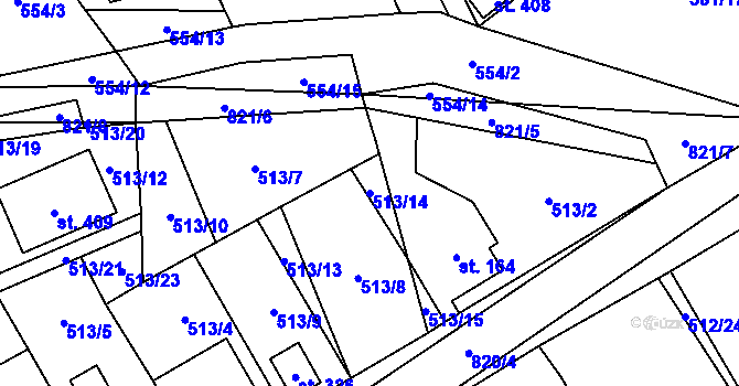 Parcela st. 513/14 v KÚ Podluhy, Katastrální mapa