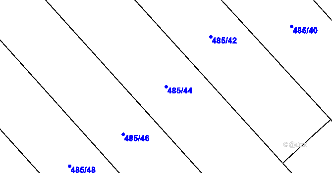 Parcela st. 485/44 v KÚ Podluhy, Katastrální mapa