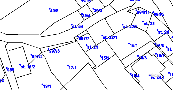 Parcela st. 21 v KÚ Podmokly u Sušice, Katastrální mapa