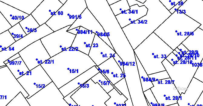 Parcela st. 24 v KÚ Podmokly u Sušice, Katastrální mapa