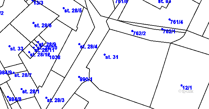 Parcela st. 31 v KÚ Podmokly u Sušice, Katastrální mapa