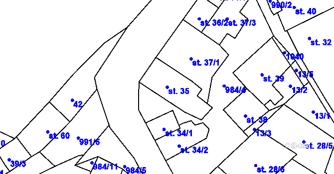 Parcela st. 35 v KÚ Podmokly u Sušice, Katastrální mapa
