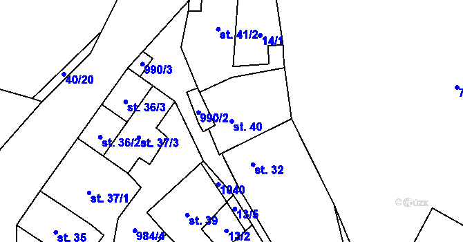 Parcela st. 40 v KÚ Podmokly u Sušice, Katastrální mapa