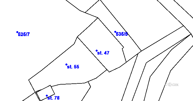 Parcela st. 47 v KÚ Podmokly u Sušice, Katastrální mapa