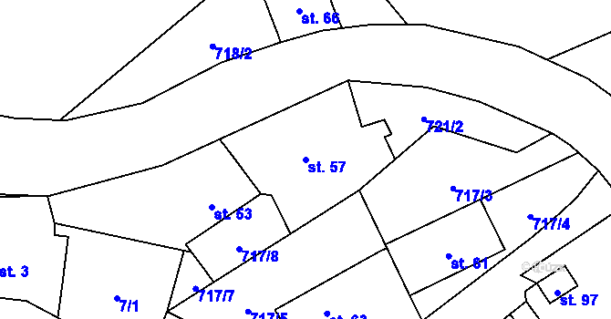 Parcela st. 57 v KÚ Podmokly u Sušice, Katastrální mapa