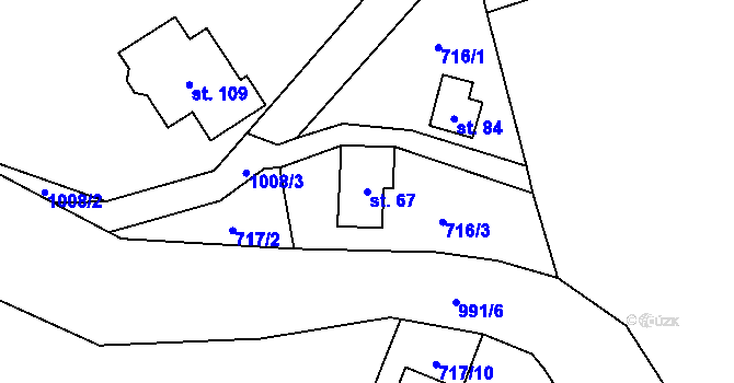 Parcela st. 67 v KÚ Podmokly u Sušice, Katastrální mapa