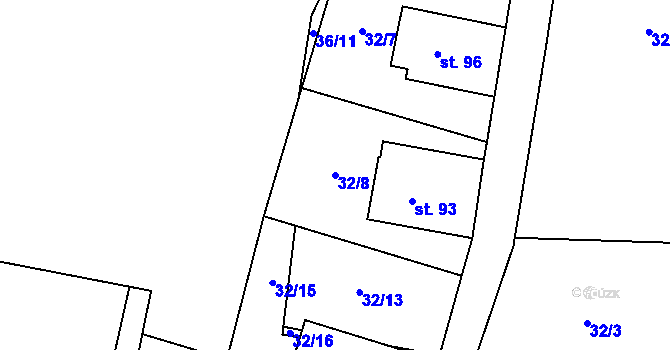 Parcela st. 32/8 v KÚ Podmokly u Sušice, Katastrální mapa
