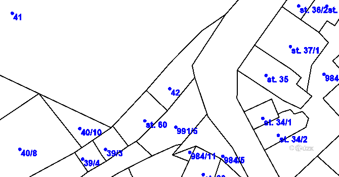 Parcela st. 42 v KÚ Podmokly u Sušice, Katastrální mapa