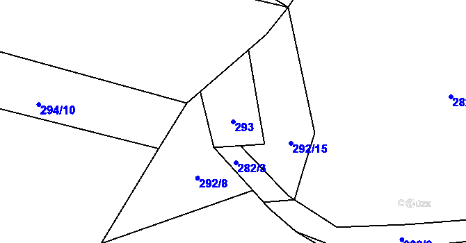 Parcela st. 293 v KÚ Podmokly u Sušice, Katastrální mapa