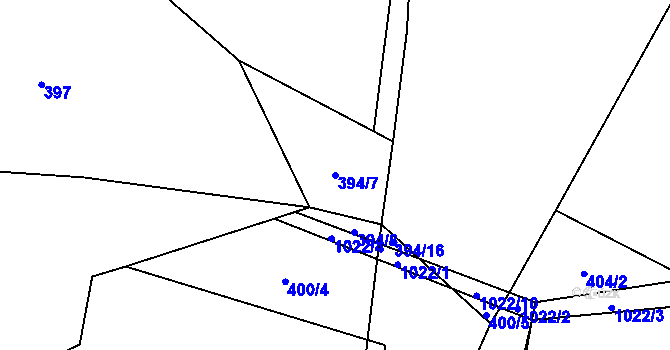 Parcela st. 394/7 v KÚ Podmokly u Sušice, Katastrální mapa