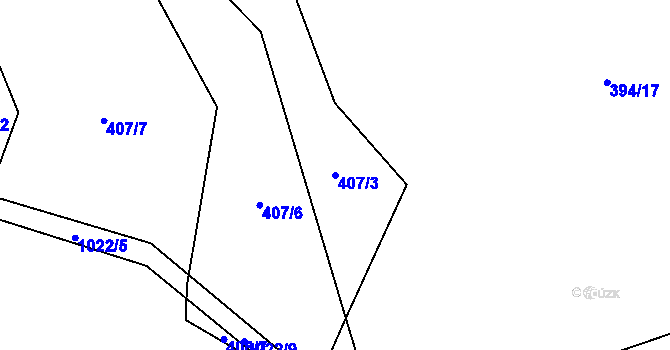 Parcela st. 407/3 v KÚ Podmokly u Sušice, Katastrální mapa