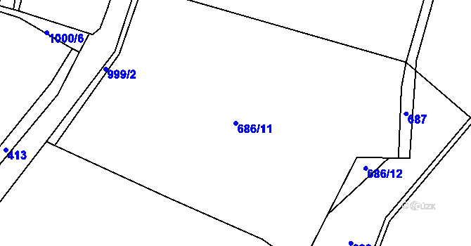 Parcela st. 686/11 v KÚ Podmokly u Sušice, Katastrální mapa
