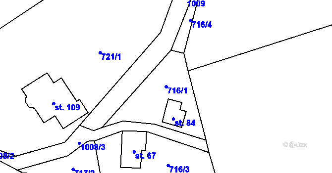 Parcela st. 716/1 v KÚ Podmokly u Sušice, Katastrální mapa