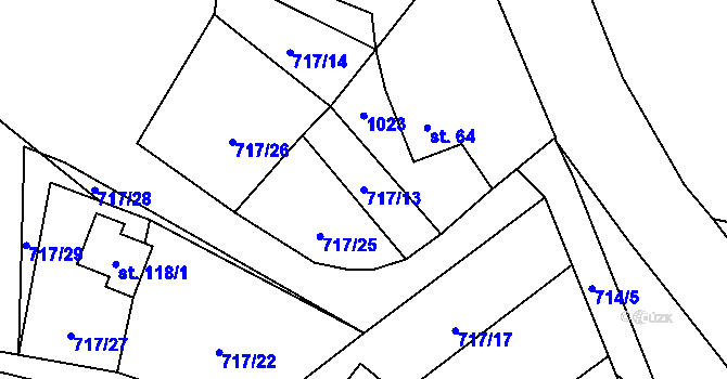 Parcela st. 717/13 v KÚ Podmokly u Sušice, Katastrální mapa