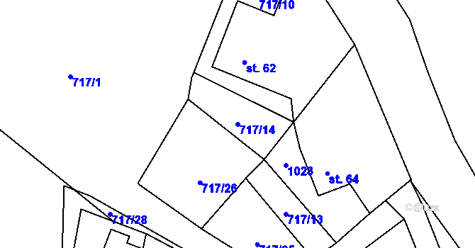 Parcela st. 717/14 v KÚ Podmokly u Sušice, Katastrální mapa