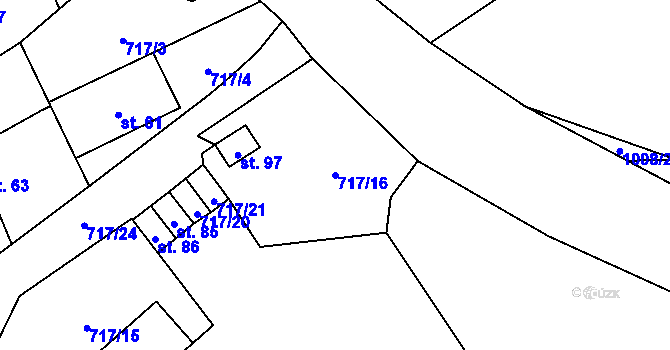 Parcela st. 717/16 v KÚ Podmokly u Sušice, Katastrální mapa