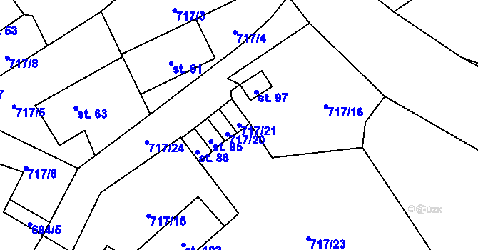 Parcela st. 717/21 v KÚ Podmokly u Sušice, Katastrální mapa