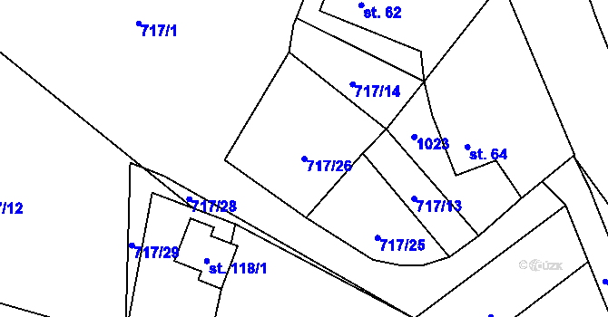 Parcela st. 717/26 v KÚ Podmokly u Sušice, Katastrální mapa