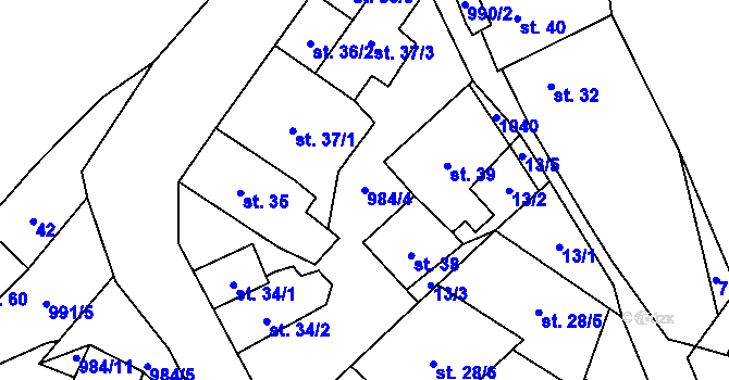 Parcela st. 984/4 v KÚ Podmokly u Sušice, Katastrální mapa