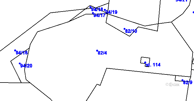 Parcela st. 82/4 v KÚ Podmokly u Sušice, Katastrální mapa