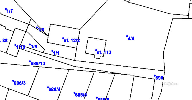 Parcela st. 113 v KÚ Podmokly u Sušice, Katastrální mapa