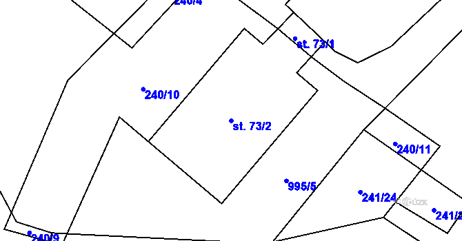 Parcela st. 73/2 v KÚ Podmokly u Sušice, Katastrální mapa