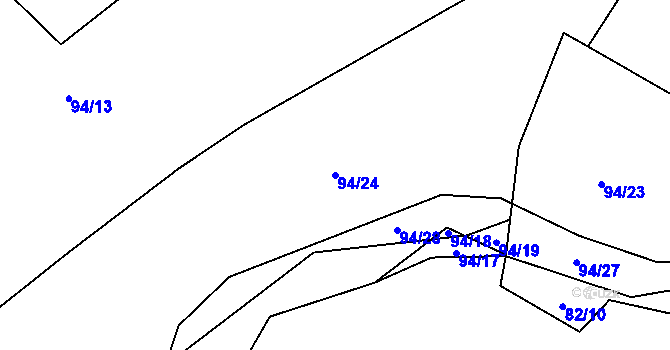 Parcela st. 94/24 v KÚ Podmokly u Sušice, Katastrální mapa