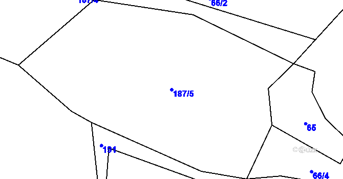 Parcela st. 187/5 v KÚ Podmokly u Sušice, Katastrální mapa