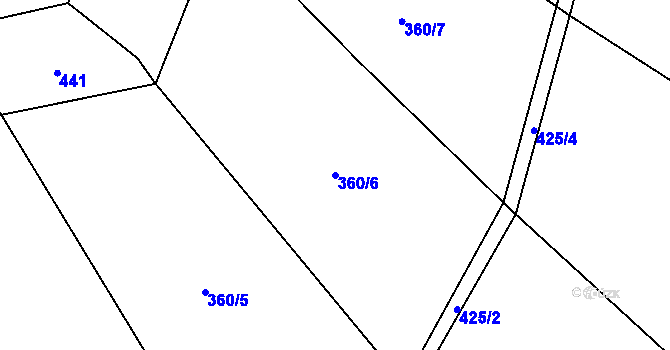 Parcela st. 360/6 v KÚ Podmokly u Sušice, Katastrální mapa