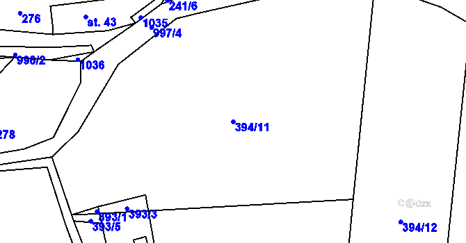 Parcela st. 394/11 v KÚ Podmokly u Sušice, Katastrální mapa