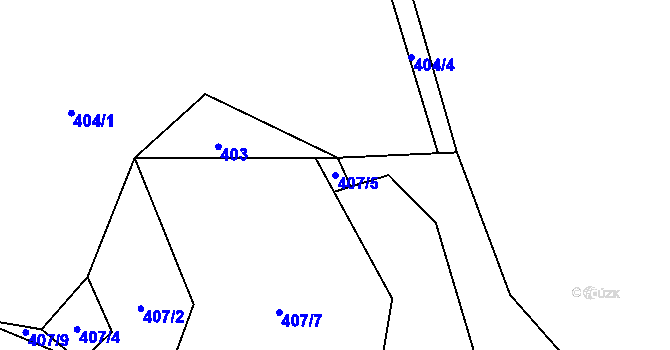 Parcela st. 407/5 v KÚ Podmokly u Sušice, Katastrální mapa