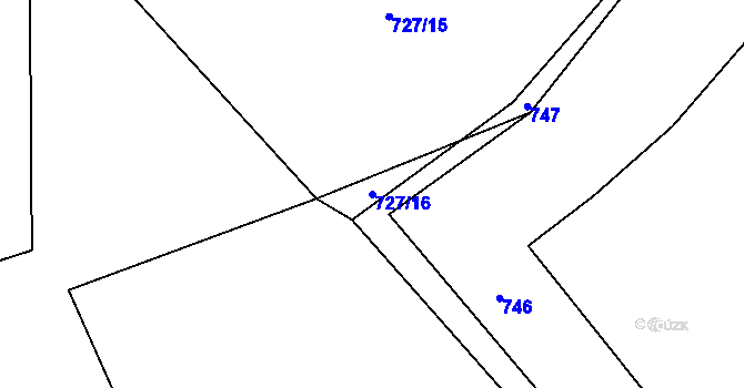 Parcela st. 727/16 v KÚ Podmokly u Sušice, Katastrální mapa