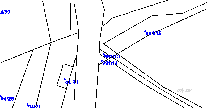Parcela st. 991/13 v KÚ Podmokly u Sušice, Katastrální mapa