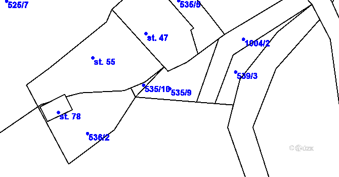 Parcela st. 535/9 v KÚ Podmokly u Sušice, Katastrální mapa