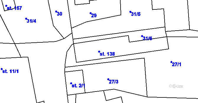 Parcela st. 138 v KÚ Čilá, Katastrální mapa