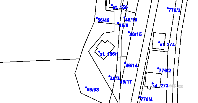 Parcela st. 156/1 v KÚ Čilá, Katastrální mapa