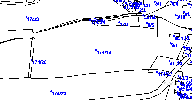 Parcela st. 174/19 v KÚ Čilá, Katastrální mapa